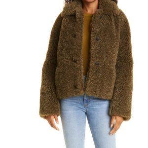 Rag & Bone Hesper Green Faux Fur Coat Size Large